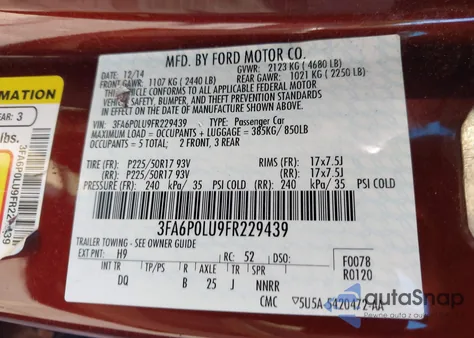 2015 Ford Fusion Hybrid Se z USA, uszkodzony, nr VIN 3FA6P0LU9FR229439